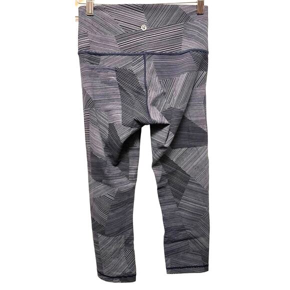 Lululemon Leggings Wunder Under HR Crop 21" Women 6 Etch Hail Midnight Navy - Picture 2 of 6